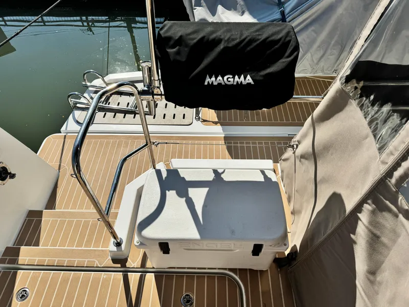 Slide: The Image of Fountaine Pajot MY 37 yacht deck with Magma grill and cooler, 2017 model. - 24