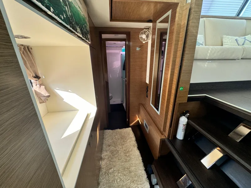 Slide: The Image of Interior of 2017 Fountaine Pajot MY 37 yacht with modern wood finish and cozy decor. - 27
