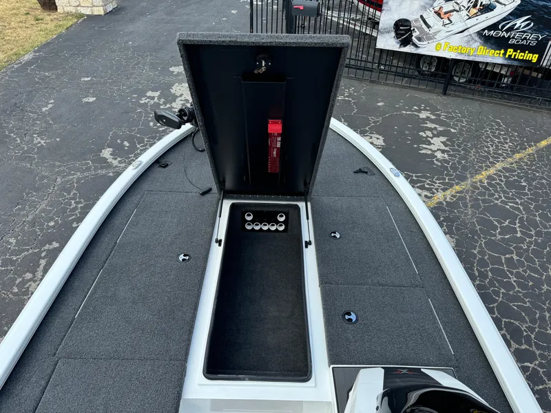 Slide: The Image of 2025 Vexus AVX1980 boat deck with open storage compartment. - 20