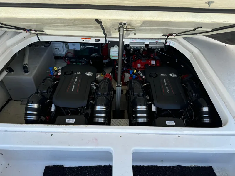 Slide: The Image of 2020 Regal 35 Sport Coupe engine compartment with Volvo Penta engines. - 41