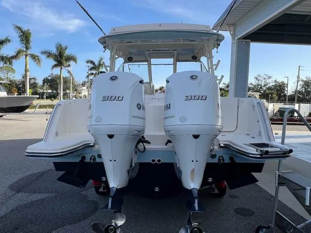 Slide: The Image of 2019 Grady-White Freedom 325 boat with spacious seating and sleek design. - 44
