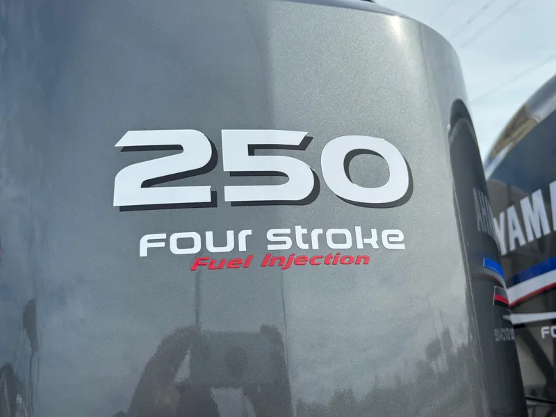 Slide: The Image of Close-up of Yamaha 250 four-stroke outboard engine with fuel injection. - 17