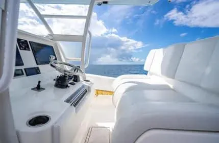 Slide: The Image of Invincible 36 Open Fisherman 2019 boat interior with ocean view and clear sky. - 43