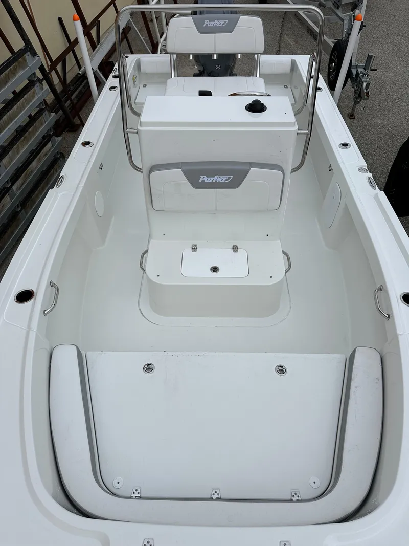Slide: The Image of 2024 Parker 18SE Center Console boat interior, featuring sleek design and spacious seating. - 7