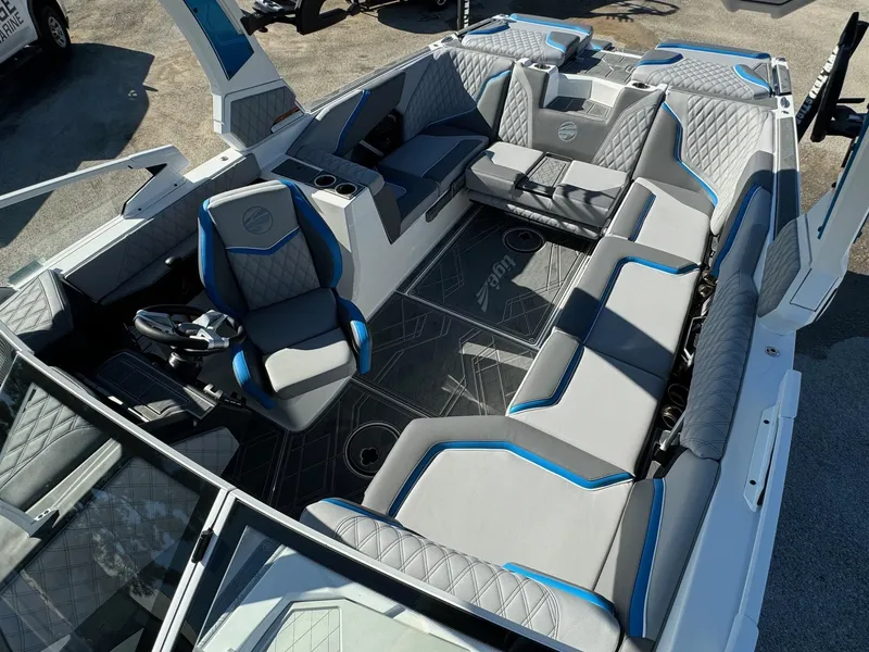 Slide: The Image of 2025 Tigé 24RZX boat interior with modern seating and sleek design. - 10