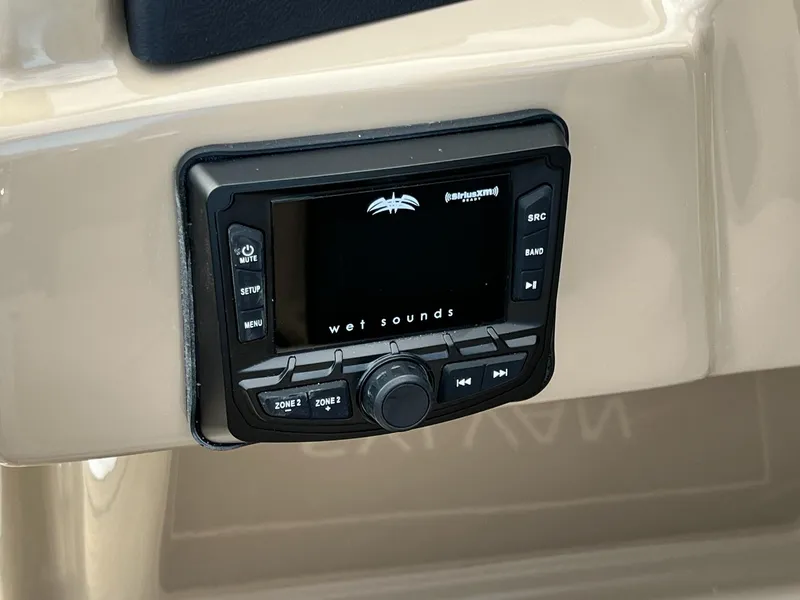 Slide: The Image of Wet Sounds audio system on 2025 Sylvan L3 DLZ Tritoon boat dashboard. - 23