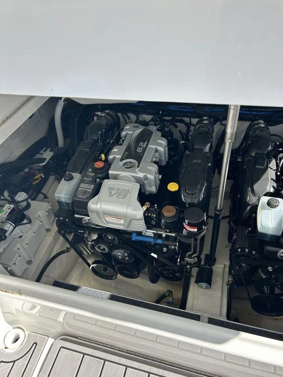 Slide: The Image of 2023 Formula 350 Crossover Bowrider engine compartment, showcasing powerful dual engines. - 17