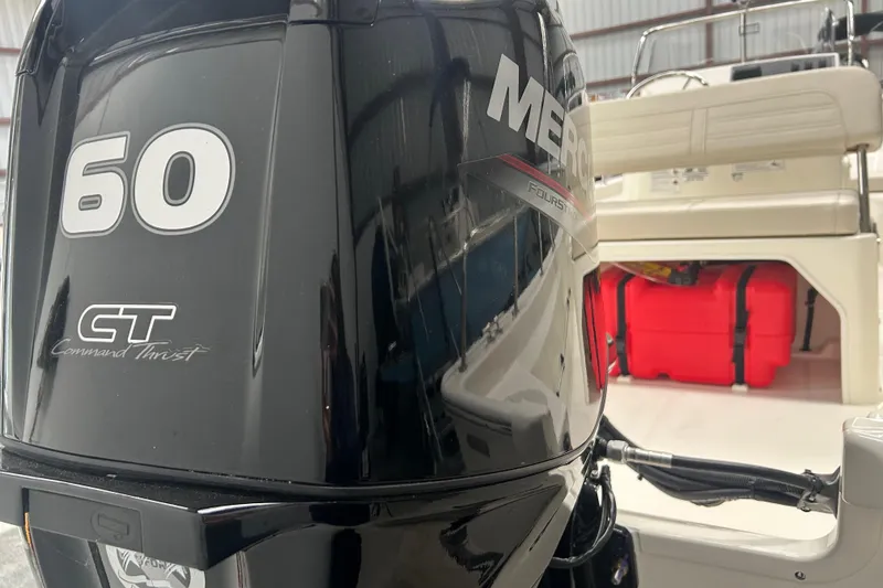 Slide: The Image of 2025 Boston Whaler 150 Montauk with Mercury 60 CT Command Thrust engine. - 23