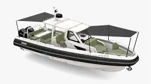 Slide: The Image of 2025 Zodiac X10CC boat with canopy, modern design, and spacious seating. - 10