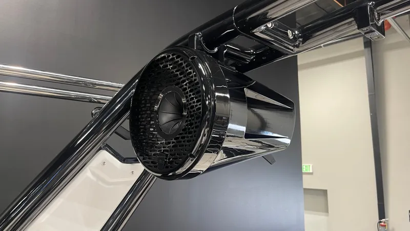 Slide: The Image of 2024 Supreme S220 boat speaker on sleek black frame. - 19