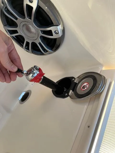 Slide: The Image of 2025 Grady-White 231 Coastal Explorer boat speaker and plug detail. - 15