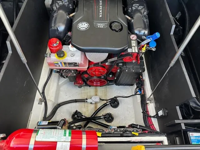 Slide: The Image of 2025 Regal LS9 Surf engine compartment with Volvo Penta V8 380 motor. - 25