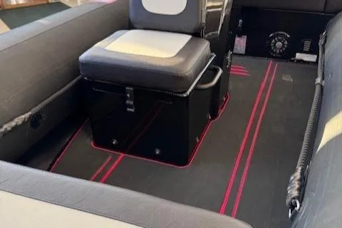 Slide: The Image of Interior of 2025 Highfield Jet 420 boat with sleek seating and modern design. - 4