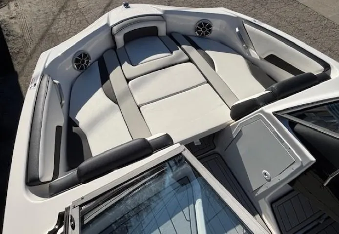 Slide: The Image of 2020 Yamaha Boats 195S interior with sleek seating and modern design. - 10