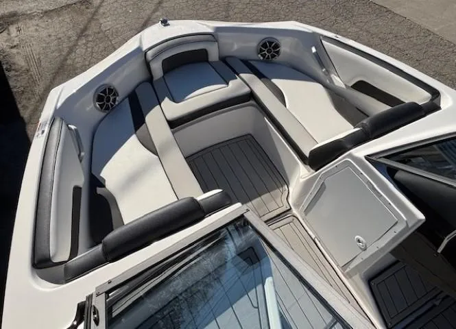 Slide: The Image of 2020 Yamaha Boats 195S interior with sleek seating and modern design. - 8