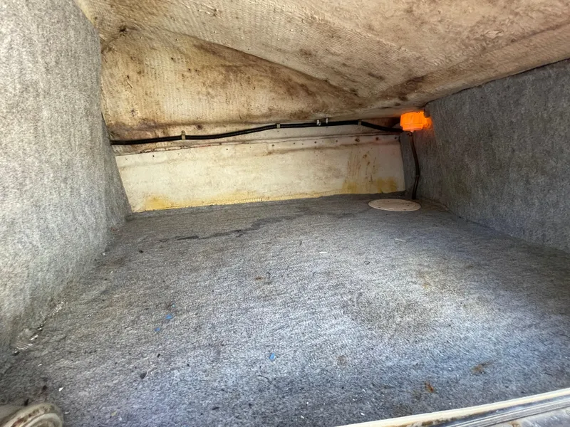 Slide: The Image of Interior cabin of 1999 Grady-White X-26 Tiger Cat boat, showing carpeted flooring and ceiling. - 34