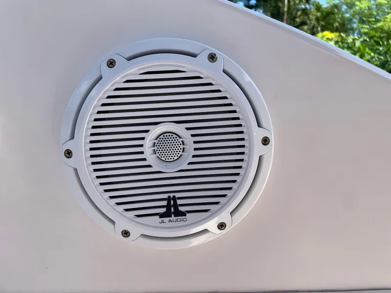 Slide: The Image of JL Audio speaker on 1999 Grady-White X-26 Tiger Cat boat. - 58