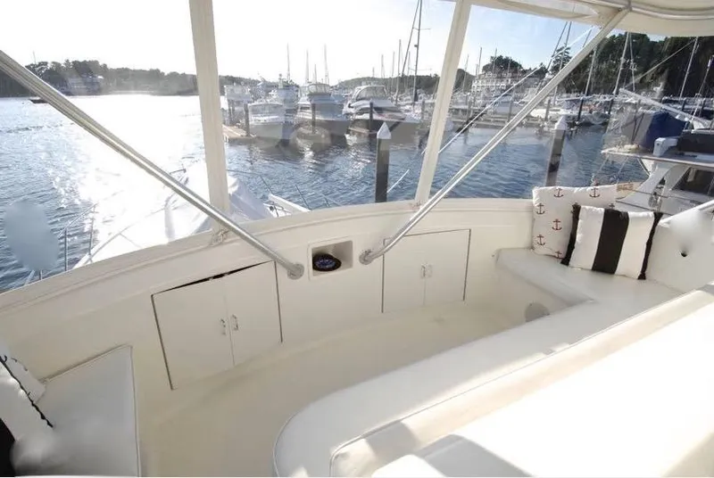 Slide: The Image of 2001 Post 50 Convertible yacht interior with marina view. - 33