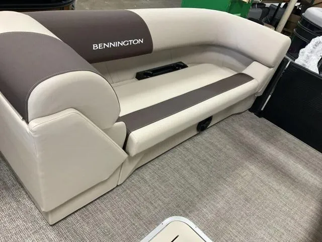 Slide: The Image of 2025 Bennington 23 SL boat seating, beige and brown upholstery, modern design. - 3