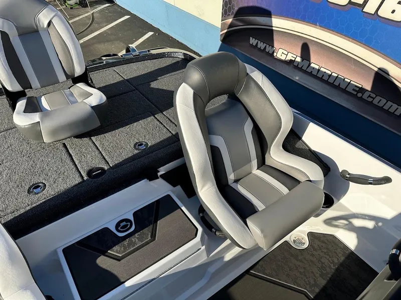 Slide: The Image of 2025 Nitro Z20 XL Pro boat interior with sleek, modern seating design. - 13