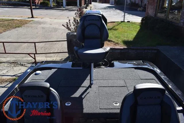 Slide: The Image of 2025 Caymas CX 21 PRO boat deck with seating, displayed at Thayer's Marine. - 33