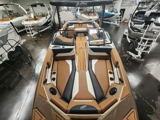 Slide: The Image of 2024 ATX Boats 24 TYPE-S with luxurious interior in showroom. - 8