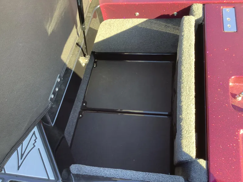 Slide: The Image of 2019 Supra SL450 storage compartment with carpeted interior and sleek design. - 30