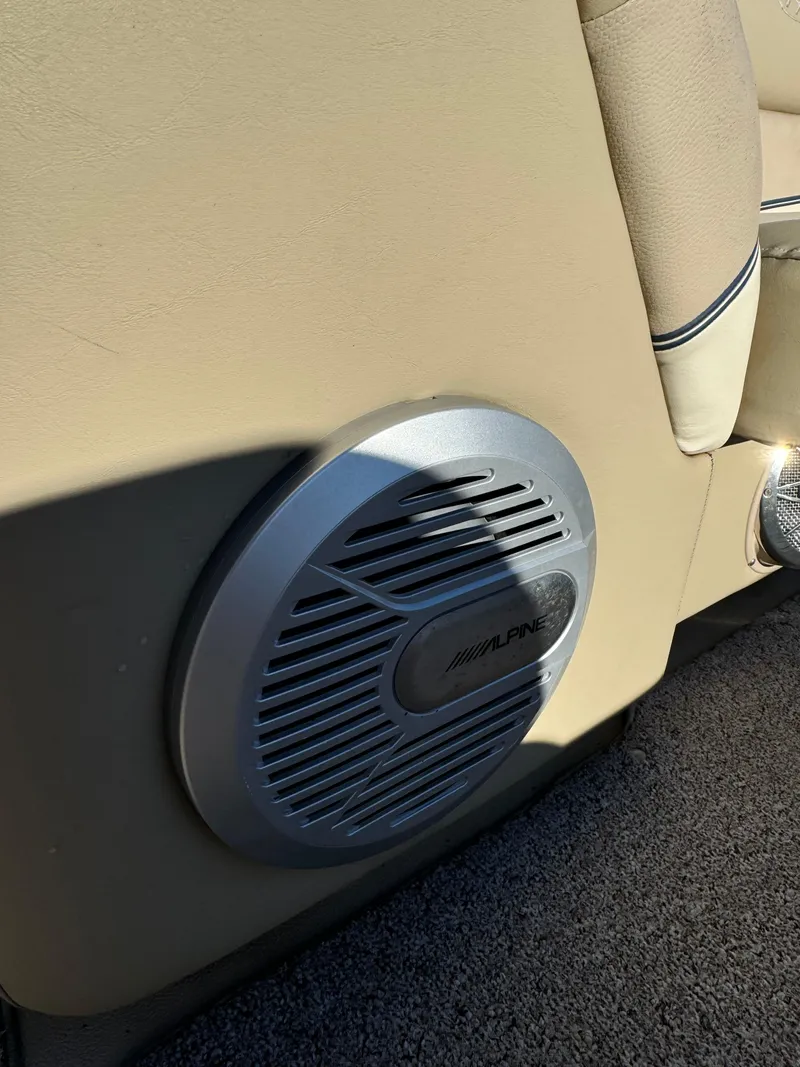 Slide: The Image of Alpine speaker installed in a 2011 Harris 250GMSE boat interior. - 7
