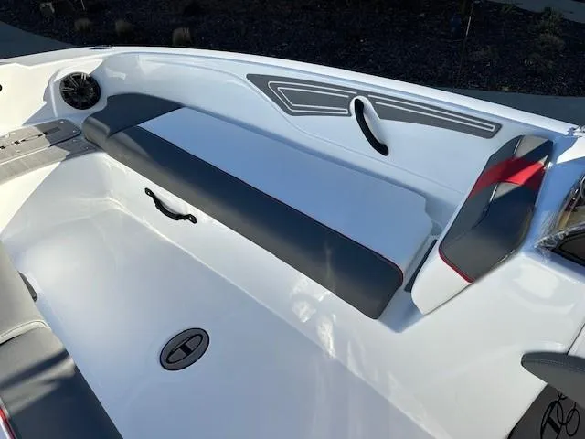 Slide: The Image of 2025 Tahoe T21 boat interior with sleek seating and modern design. - 7