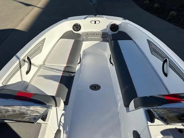 Slide: The Image of 2025 Tahoe T21 boat interior with sleek seating and modern design. - 8