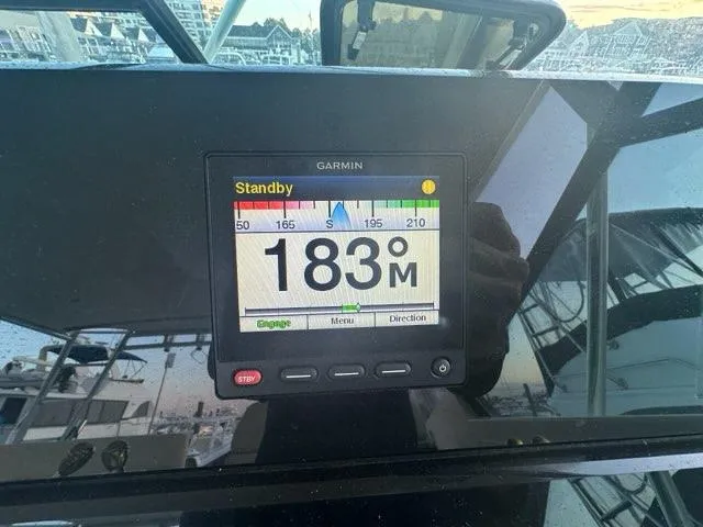 Slide: The Image of Garmin display on 1996 Tiara Yachts 43 Open, showing heading of 183 degrees. - 6