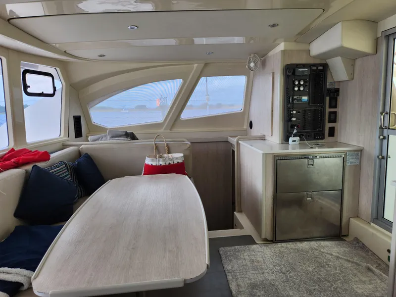 Slide: The Image of Leopard 44 catamaran interior with scenic water view, 2015 model. - 16