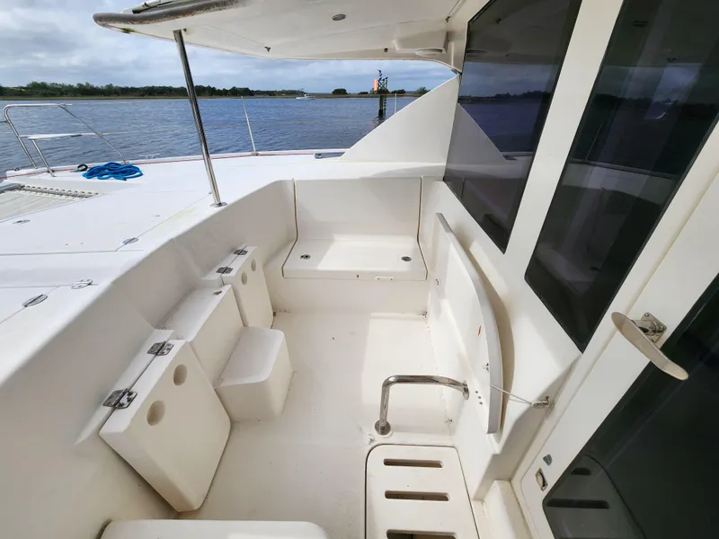 Slide: The Image of Control panel of a 2015 Leopard 44 yacht with navigation instruments and depth display. - 35