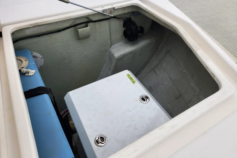 Slide: The Image of Compartment of 2015 Leopard 44 boat showing storage and equipment. - 65