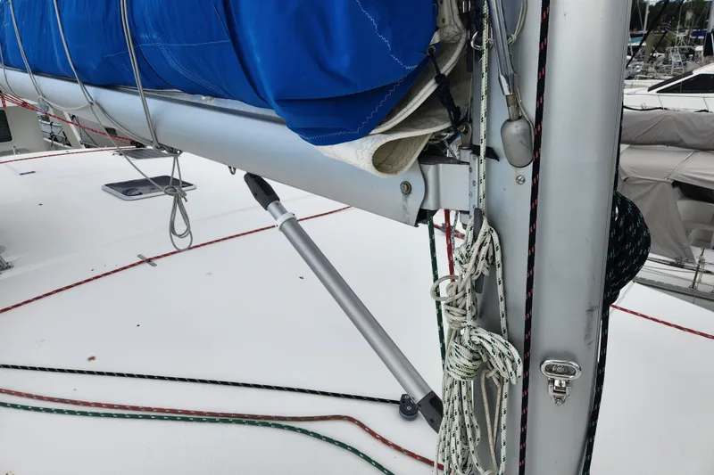 Slide: The Image of Sailboat deck with rigging and ropes, Leopard 44 model, 2015. - 87