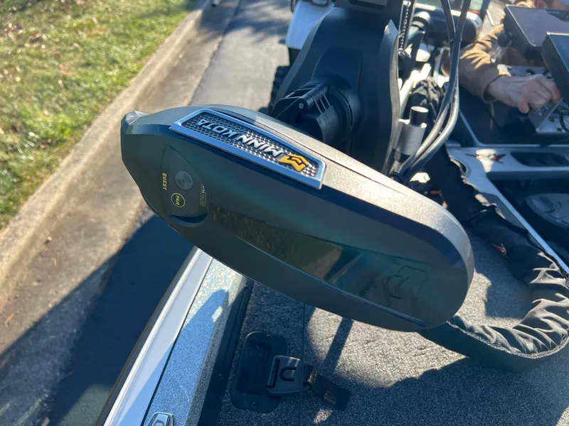 Slide: The Image of Close-up of a 2024 Vexus VXS20 boat trolling motor on a sunny day. - 14