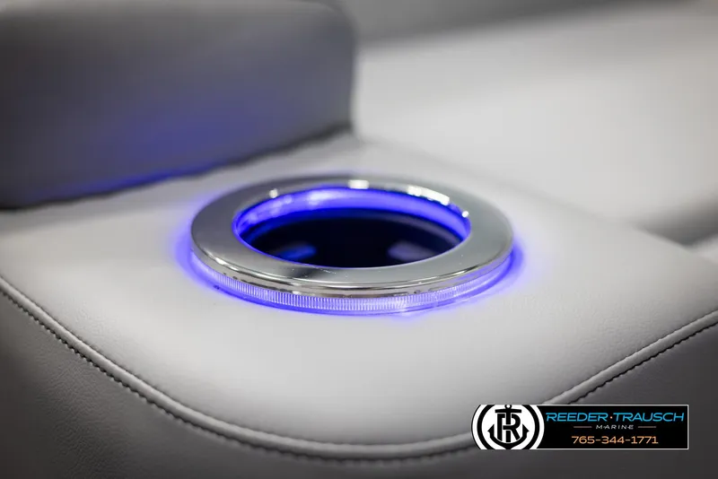 Slide: The Image of Avalon LSZ QLS 2025 boat cup holder with blue LED lighting. - 39