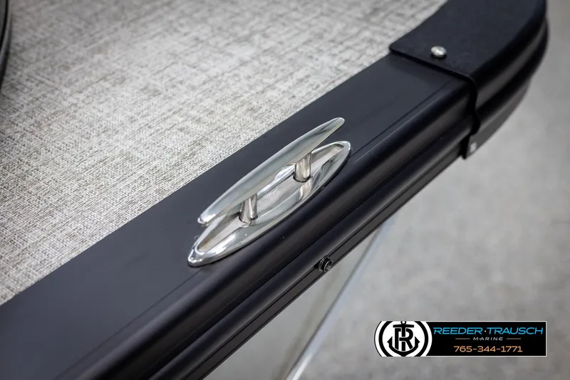 Slide: The Image of Avalon LSZ QLS 2025 boat cleat detail with Reeder-Trausch Marine logo. - 49