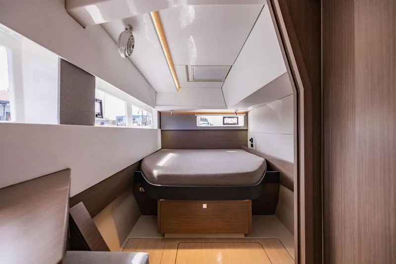 Slide: The Image of Luxurious cabin interior of 2024 Leopard 45 yacht with modern design. - 4
