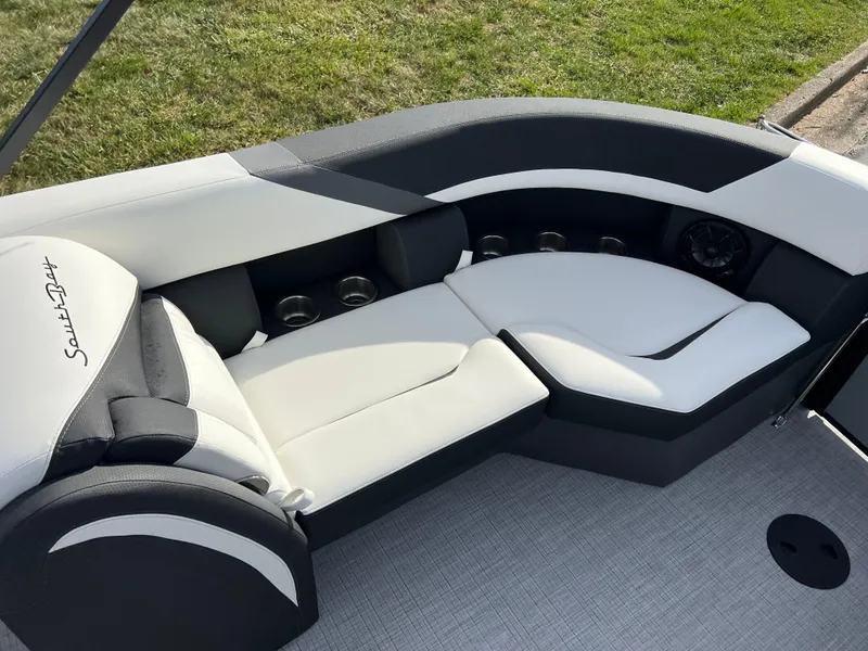 Slide: The Image of Luxurious seating on 2025 South Bay 222RS pontoon boat with modern design. - 15