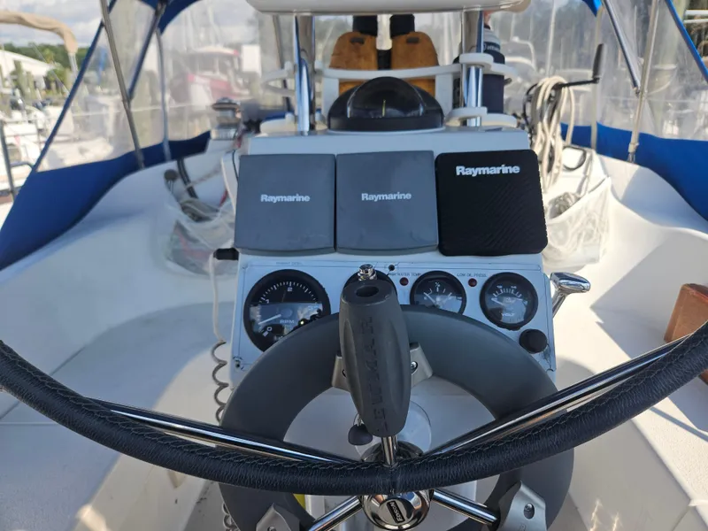 Slide: The Image of Catalina 309 sailboat cockpit with Raymarine navigation equipment, 2006 model. - 3