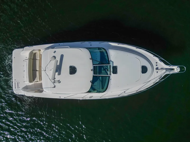Slide: The Image of Aerial view of 2008 Tiara Yachts 3900 Sovran on water. - 10