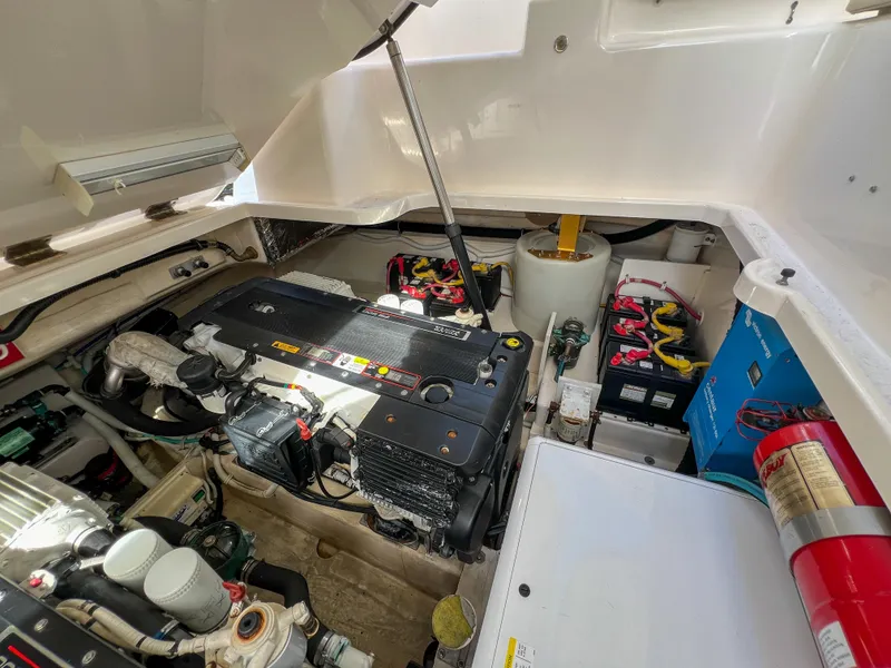 Slide: The Image of Engine room of 2008 Tiara Yachts 3900 Sovran, showcasing machinery and equipment. - 32