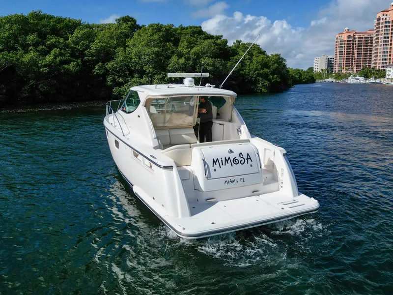 Slide: The Image of 2008 Tiara Yachts 3900 Sovran cruising on a scenic waterway. - 4