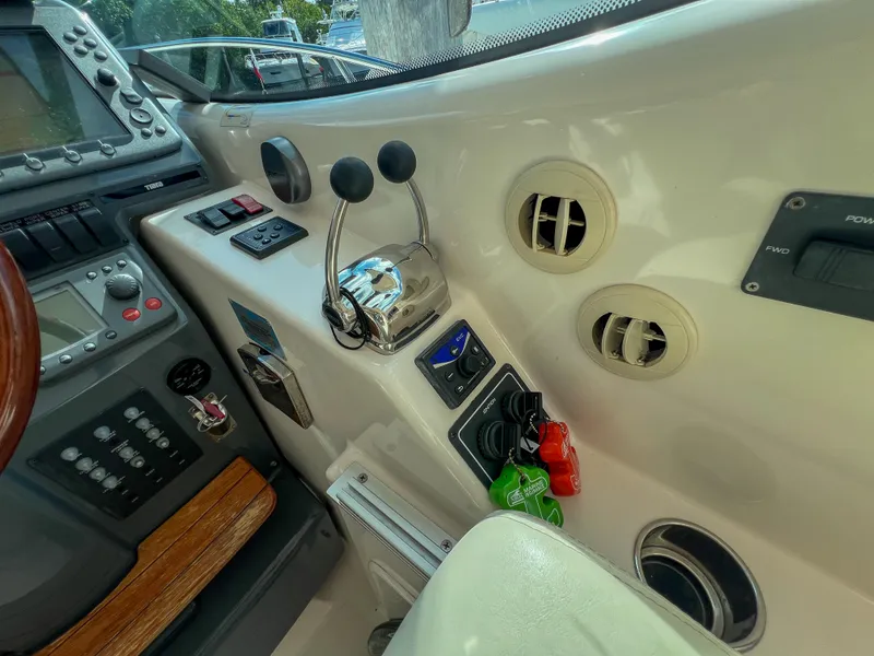 Slide: The Image of 2008 Tiara Yachts 3900 Sovran helm controls and dashboard detail. - 40