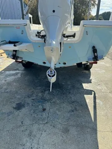 Slide: The Image of 2025 Bulls Bay 2400 boat rear view with outboard motor. - 5