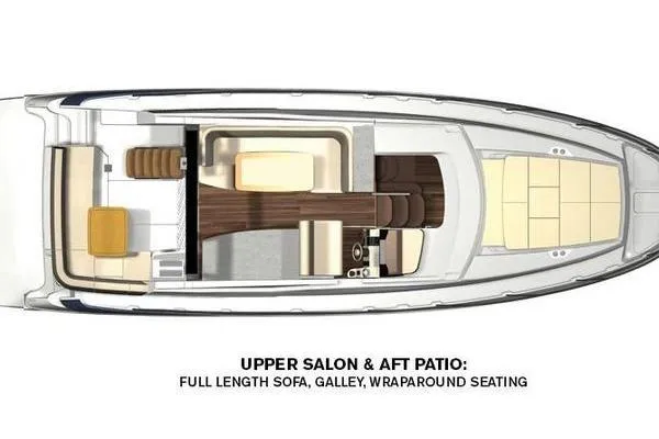 Slide: The Image of Upper view of 2018 Regal 42 Fly yacht layout with salon and aft patio. - 46