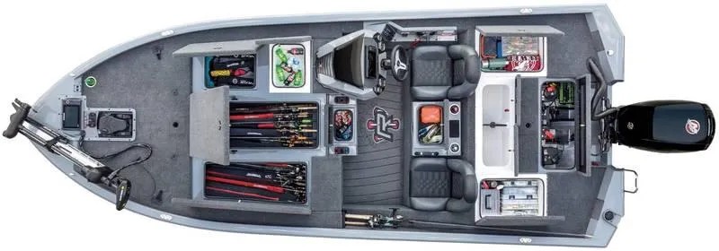 Slide: The Image of 2024 Vexus AVX1980 boat interior with organized storage and seating layout. - 8