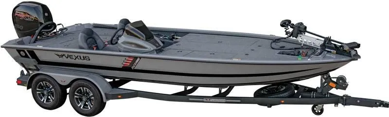 Slide: The Image of 2024 Vexus AVX1980 fishing boat on trailer, sleek design, gray color. - 9