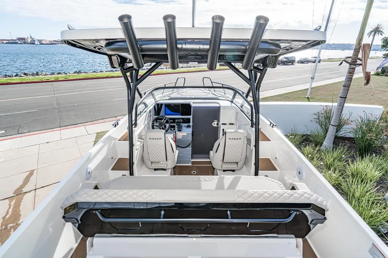 Slide: The Image of Navan S30 2025 boat interior with dual seats, ocean view, and modern design. - 16